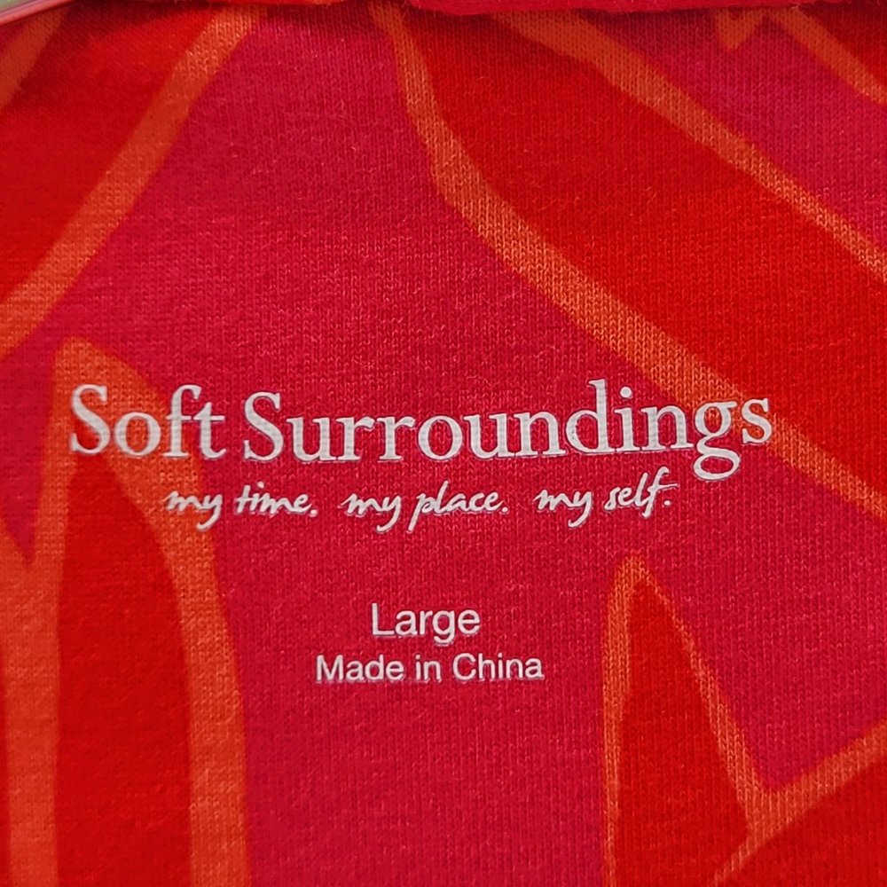 Soft Surroundings Floral Top Red Orange Woman L - Picture 7 of 8